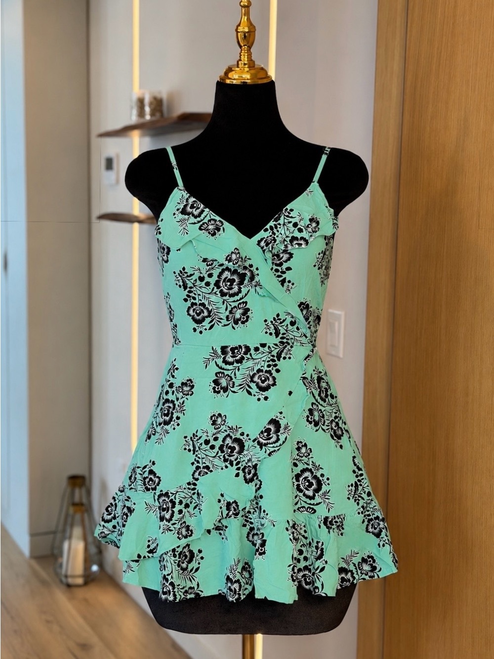 Urban Outfitters Y2K Aqua Floral Vacation Ruffle Mini Dress | Mermaid Muse